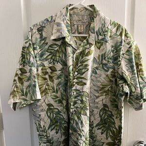 Tori Richard Green Leaf Print Casual Button Down Shirt